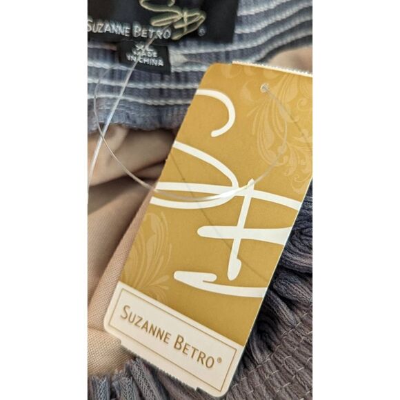 Suzanne Betro Women Gray Off-Shoulder Ruffle Blouse Top Size XL - Picture 14 of 16